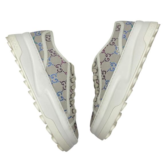 Gucci 1977 Treck Multicolor Crystal GG Canvas Platform Sneaker Size 38.5 - Picture 7 of 13
